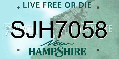SJH7058 New Hampshire License Plate