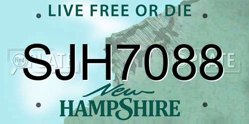 SJH7088 New Hampshire License Plate