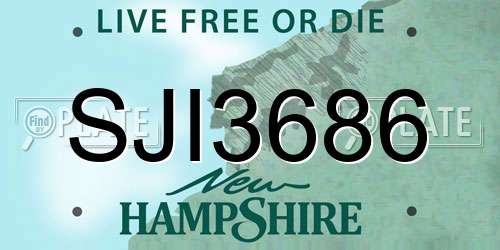 SJI3686 New Hampshire License Plate