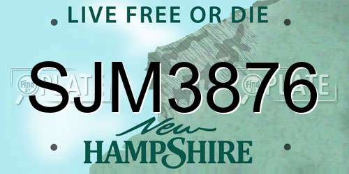 SJM3876 New Hampshire License Plate