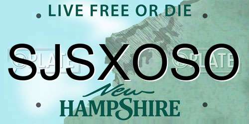 SJSXOSO New Hampshire License Plate