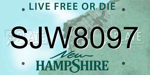 SJW8097 New Hampshire License Plate