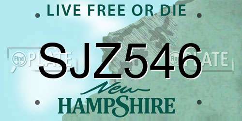 SJZ546 New Hampshire License Plate