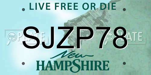 SJZP78 New Hampshire License Plate