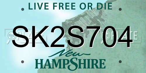 SK2S704 New Hampshire License Plate