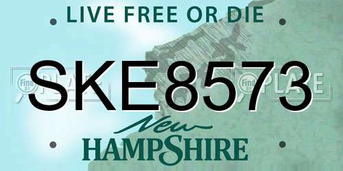 SKE8573 New Hampshire License Plate