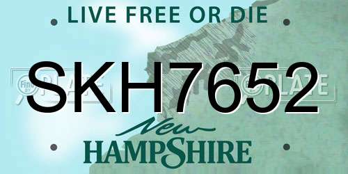 SKH7652 New Hampshire License Plate