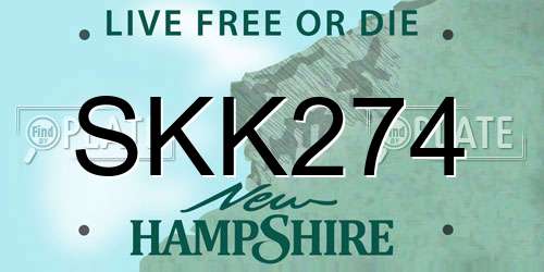 SKK274 New Hampshire License Plate
