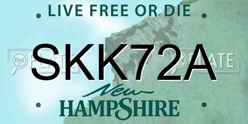 SKK72A New Hampshire License Plate