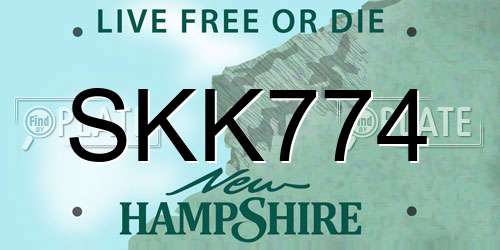SKK774 New Hampshire License Plate