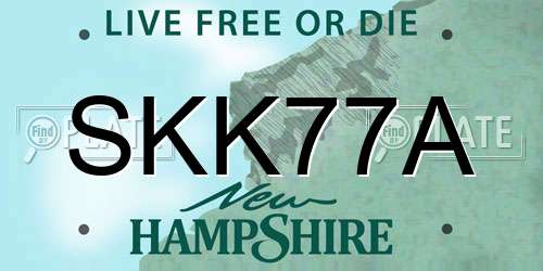 SKK77A New Hampshire License Plate