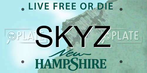 SKYZ New Hampshire License Plate