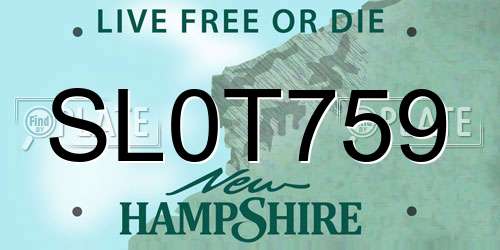 SL0T759 New Hampshire License Plate