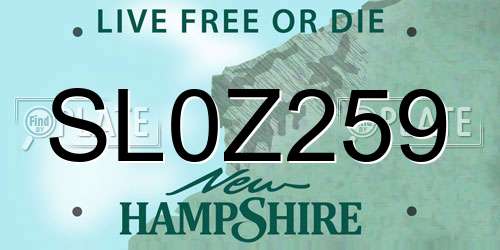 SL0Z259 New Hampshire License Plate