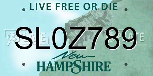 SL0Z789 New Hampshire License Plate