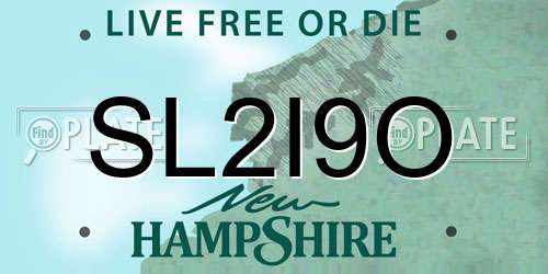 SL2I9O New Hampshire License Plate