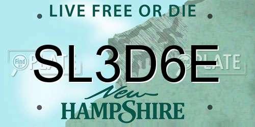 SL3D6E New Hampshire License Plate