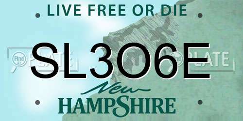 SL3O6E New Hampshire License Plate