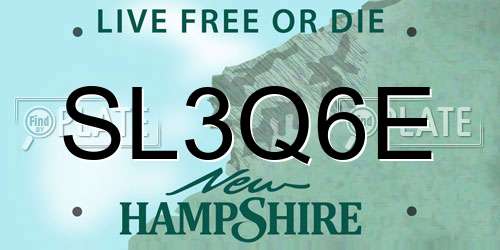 SL3Q6E New Hampshire License Plate