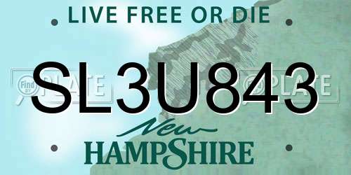 SL3U843 New Hampshire License Plate