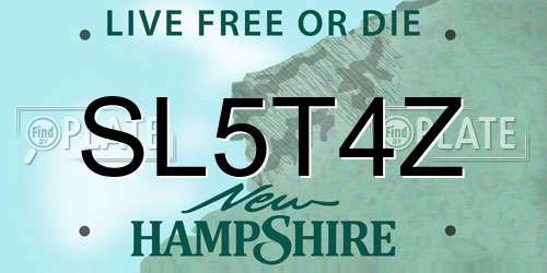 SL5T4Z New Hampshire License Plate