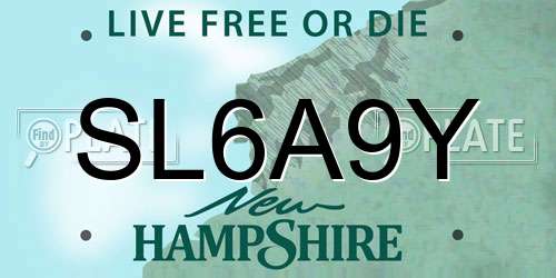 SL6A9Y New Hampshire License Plate