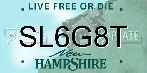 SL6G8T New Hampshire License Plate