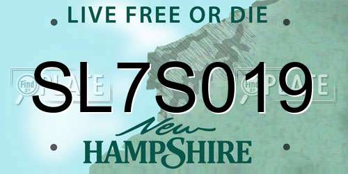 SL7S019 New Hampshire License Plate