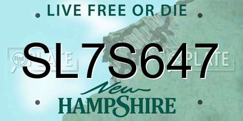 SL7S647 New Hampshire License Plate