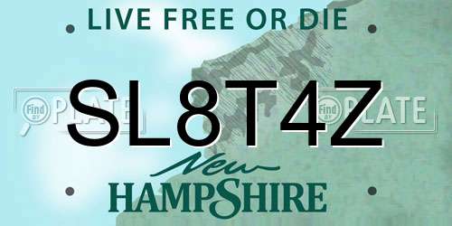 SL8T4Z New Hampshire License Plate