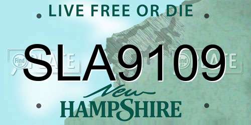 SLA9109 New Hampshire License Plate