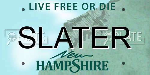 SLATER New Hampshire License Plate