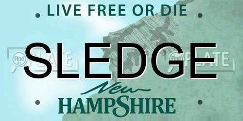 SLEDGE New Hampshire License Plate