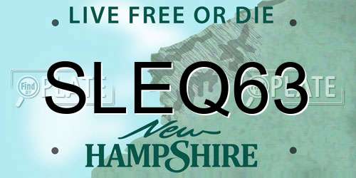 SLEQ63 New Hampshire License Plate