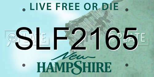 SLF2165 New Hampshire License Plate