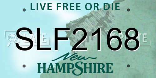 SLF2168 New Hampshire License Plate