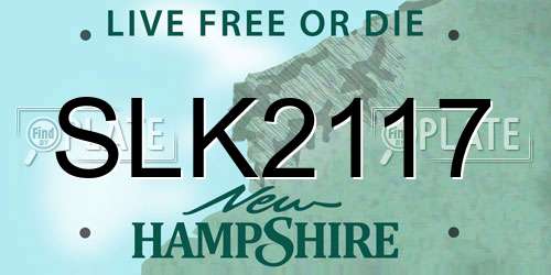 SLK2117 New Hampshire License Plate