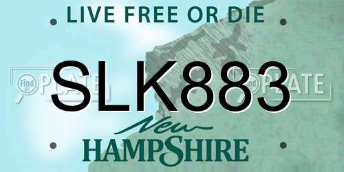 SLK883 New Hampshire License Plate