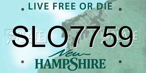 SLO7759 New Hampshire License Plate