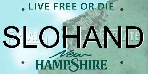 SLOHAND New Hampshire License Plate