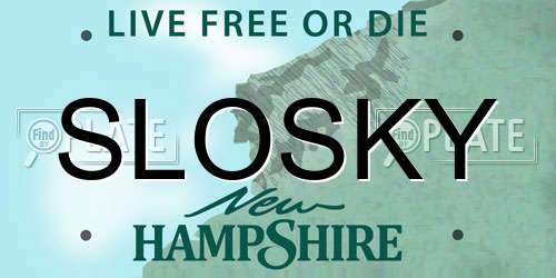 SLOSKY New Hampshire License Plate