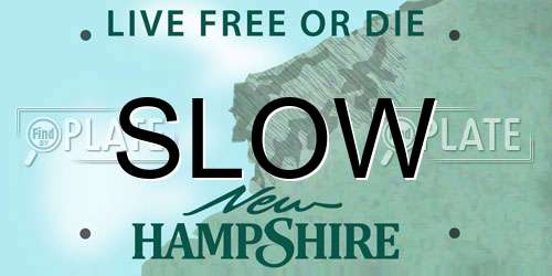 SLOW New Hampshire License Plate