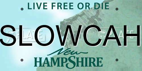 SLOWCAH New Hampshire License Plate