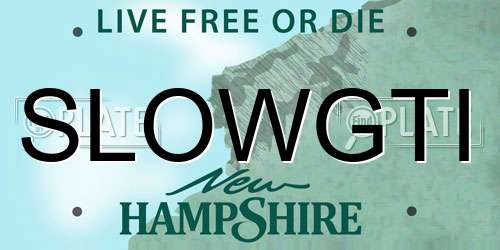 SLOWGTI New Hampshire License Plate