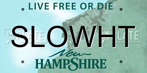 SLOWHT New Hampshire License Plate