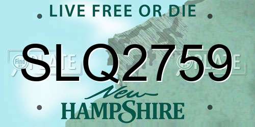 SLQ2759 New Hampshire License Plate