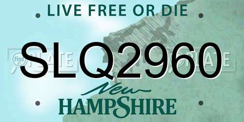 SLQ2960 New Hampshire License Plate