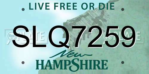 SLQ7259 New Hampshire License Plate