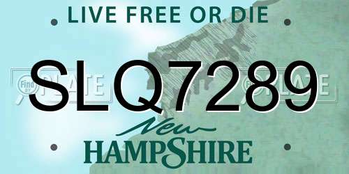 SLQ7289 New Hampshire License Plate