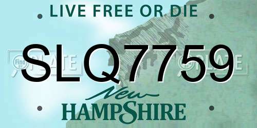 SLQ7759 New Hampshire License Plate